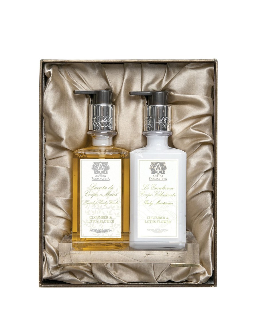 More Antica Farmacista | Acrylic Bath & Body Gift Set: Cucumber & Lotus Flower