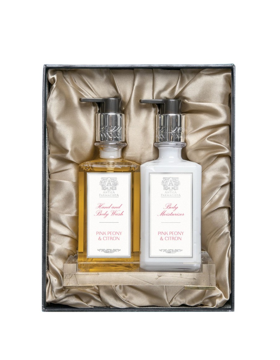 More Antica Farmacista | Acrylic Bath & Body Gift Set: Pink Peony & Citron